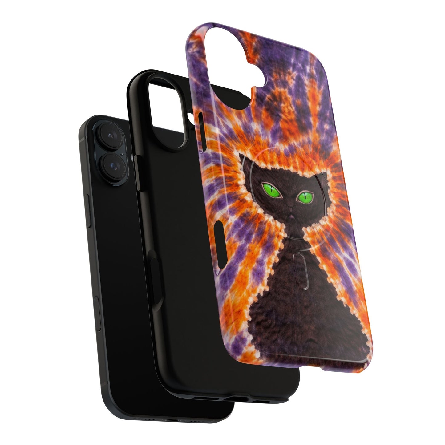 BLACK CAT PURPLE & ORANGE MAGNETIC  PHONE CASE  - TLHN2404264