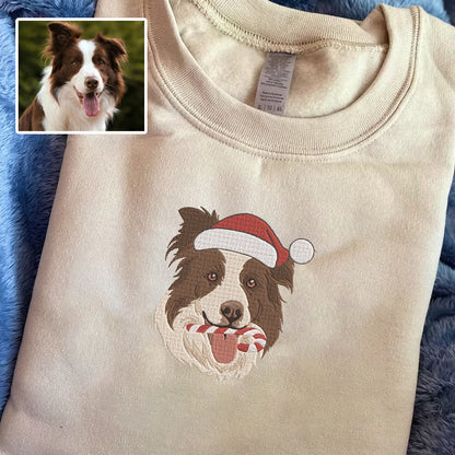 Christmas Embroidered Pet Dog Cat Photo Hoodie Sweatshirt T-Shirt