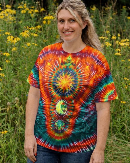 HIPPIE SUN MOON STARS SWIRL ALL OVER PRINT  - TLTW0304263