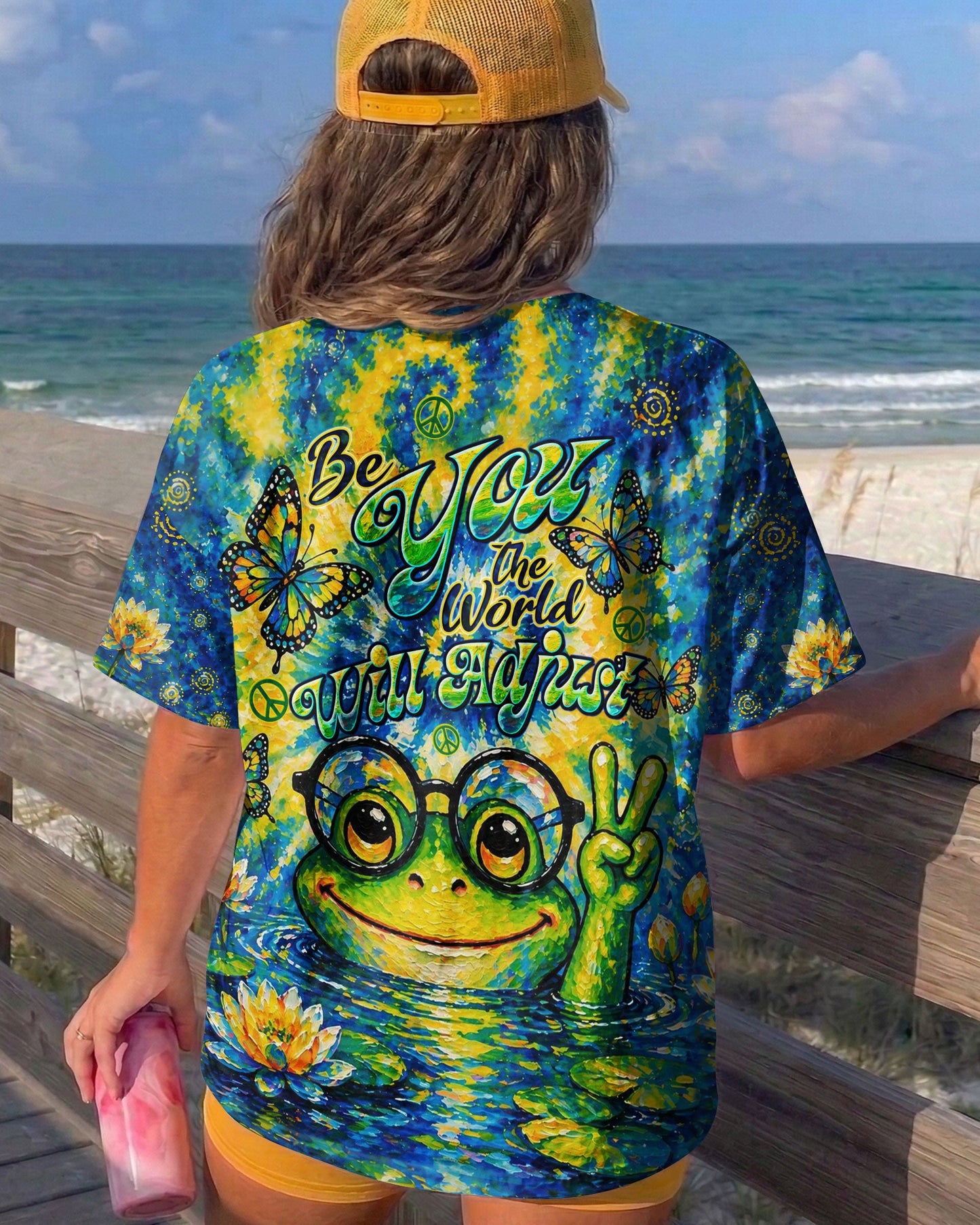 BE YOU THE WORLD WILL ADJUST FROG ALL OVER PRINT - TLTW0705263