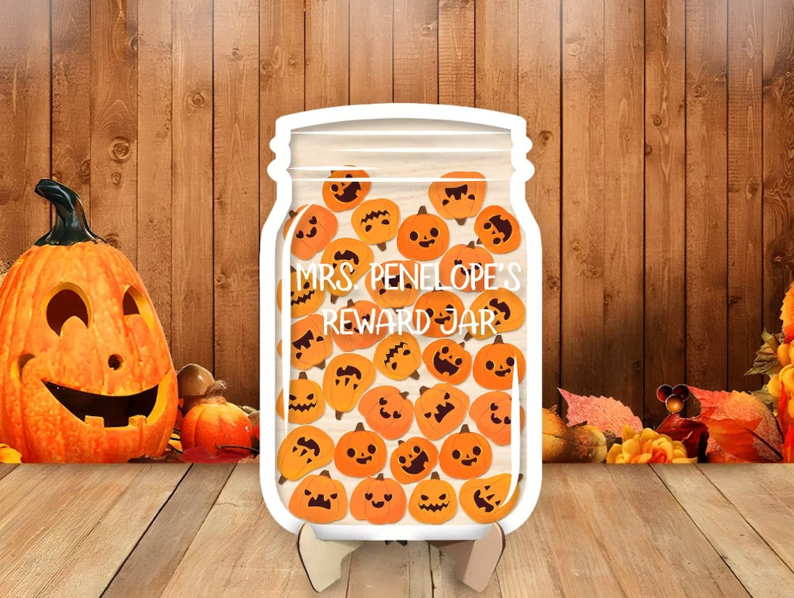 Personalized Pumpkin Halloween Reward Jar