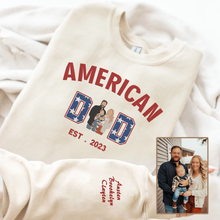 Load image into Gallery viewer, American Dad Personalized Embroidered Family Photo Hoodie Sweatshirt T-Shirt
