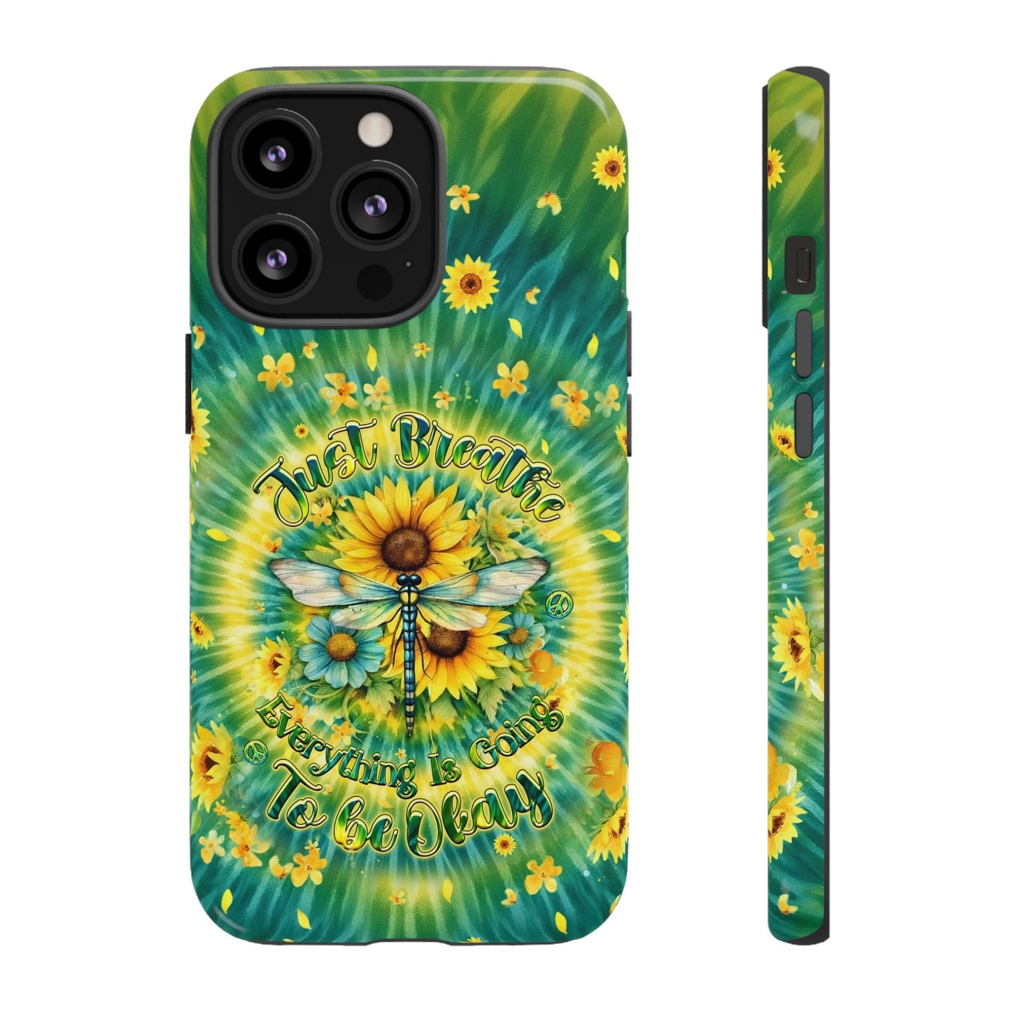 JUST BREATHE DRAGONFLY FLORAL SWIRL PHONE CASE  - TLHG1304263