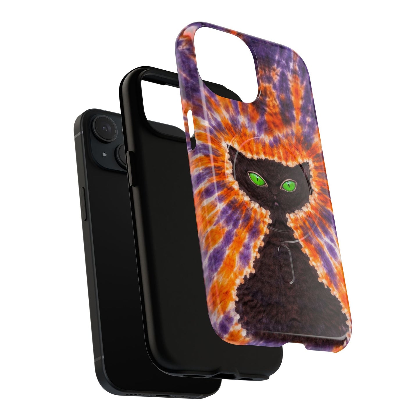 BLACK CAT PURPLE & ORANGE MAGNETIC  PHONE CASE  - TLHN2404264