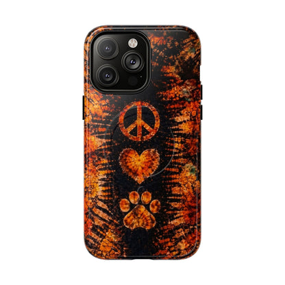 PEACE LOVE PAW PRINT VINTAGE MAGNETIC  PHONE CASE  - TLHN2204264