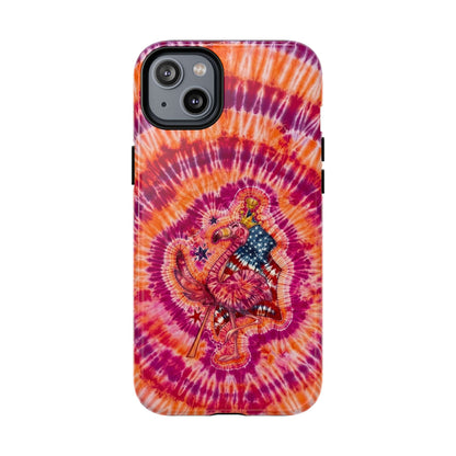 RED WHITE & BLUE FLAMINGO SWIRL MAGNETIC PHONE CASE  - TLNO0405262