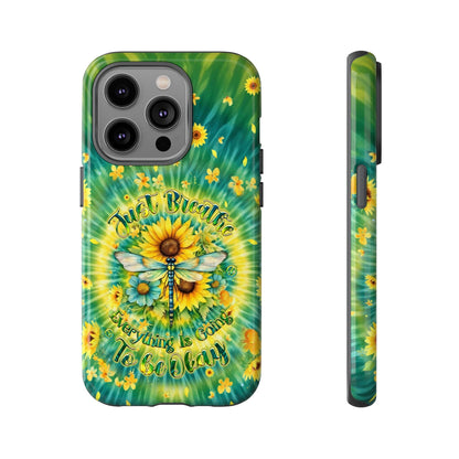 JUST BREATHE DRAGONFLY FLORAL SWIRL PHONE CASE  - TLHG1304263