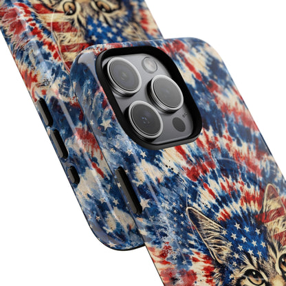 CAT RED WHITE & BLUE VINTAGE MAGNETIC PHONE CASE  - TLHG2004262