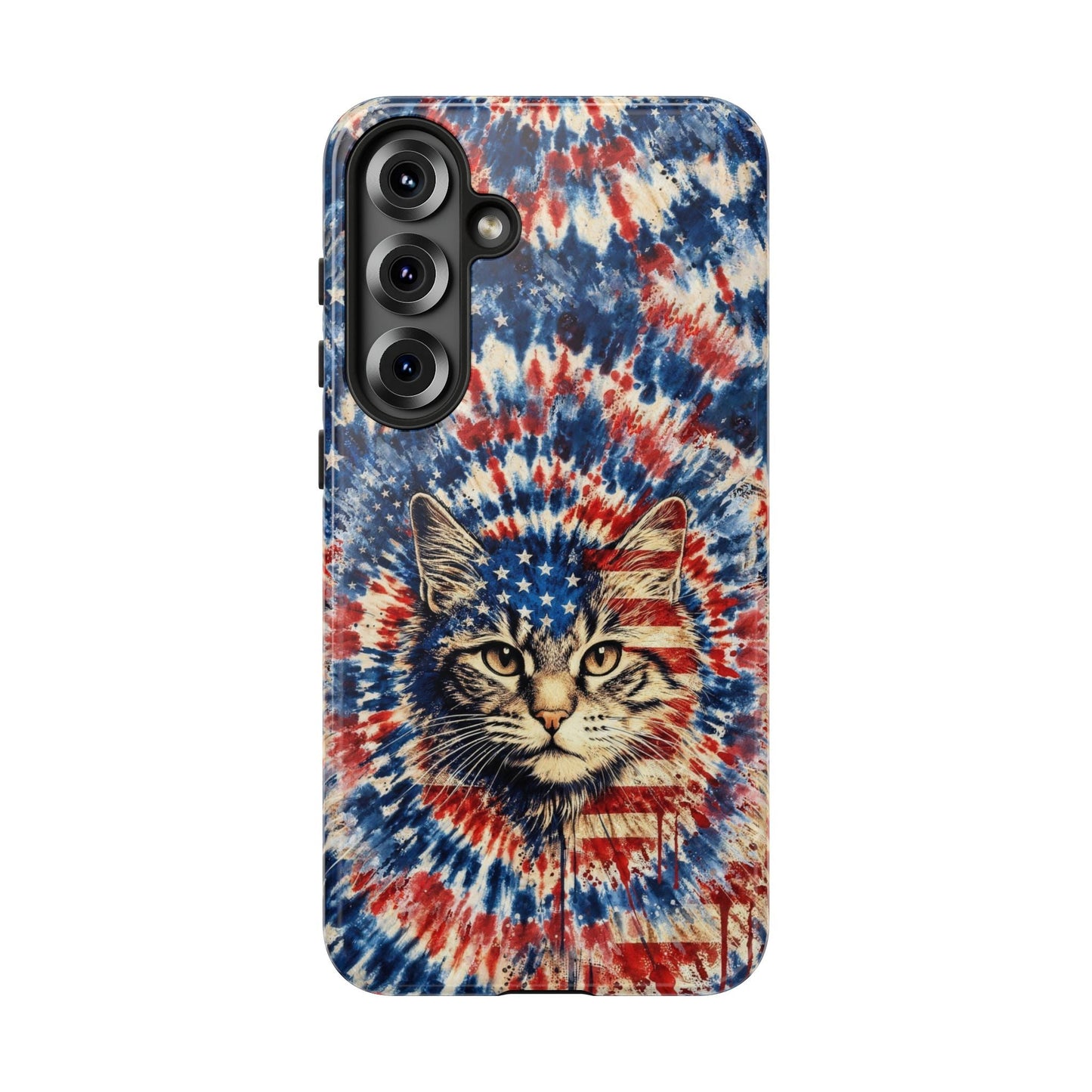 CAT RED WHITE & BLUE VINTAGE PHONE CASE  - TLHG2004262