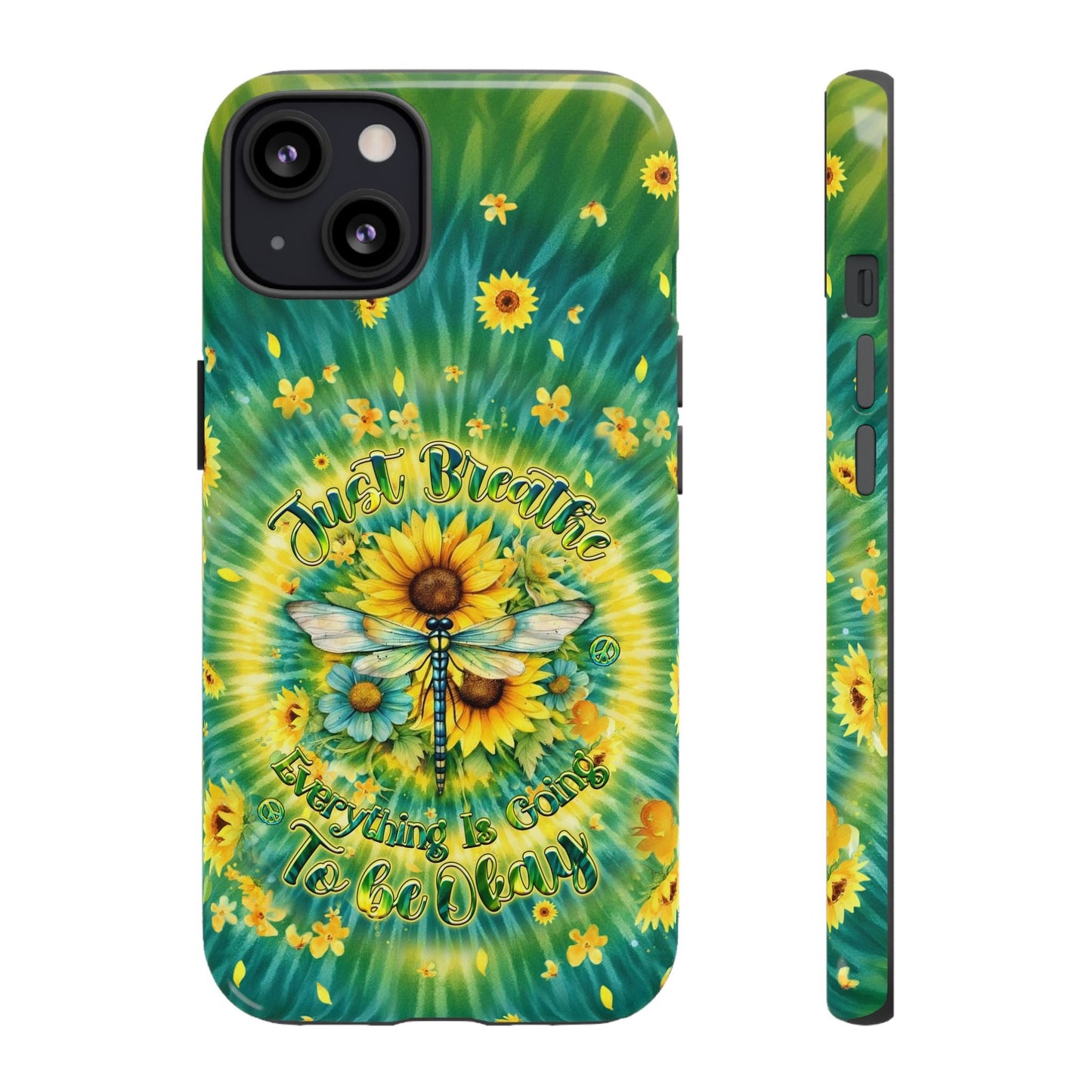 JUST BREATHE DRAGONFLY FLORAL SWIRL PHONE CASE  - TLHG1304263