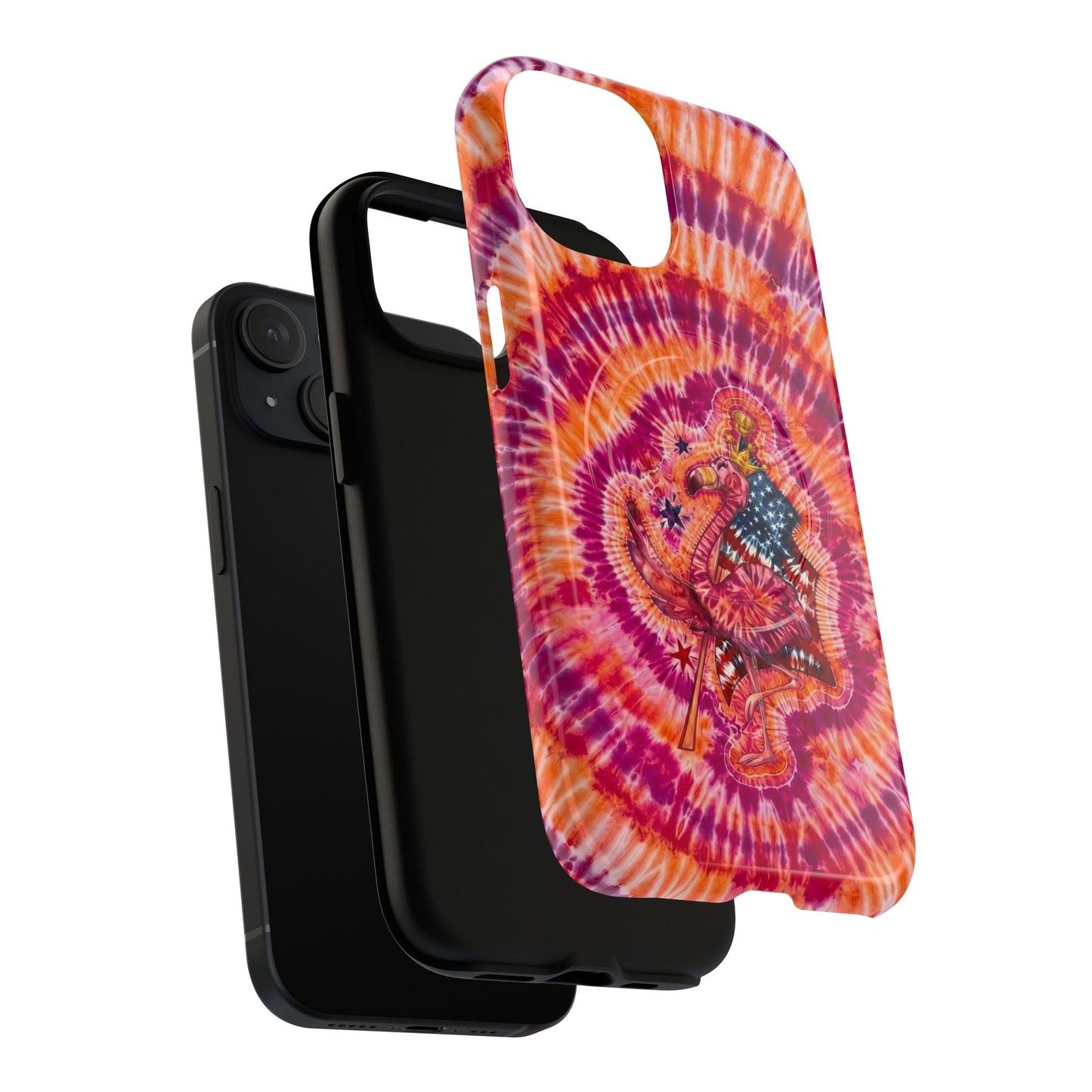 RED WHITE & BLUE FLAMINGO SWIRL MAGNETIC PHONE CASE  - TLNO0405262