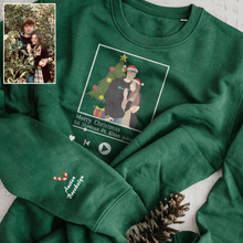 Load image into Gallery viewer, Christmas Embroidered Couple Photo And Song Hoodie Sweatshirt T-Shirt
