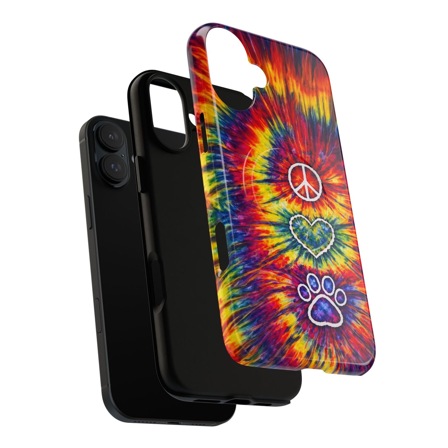 PEACE LOVE PAW PRINT COLORFUL MAGNETIC PHONE CASE - TLNT1604262