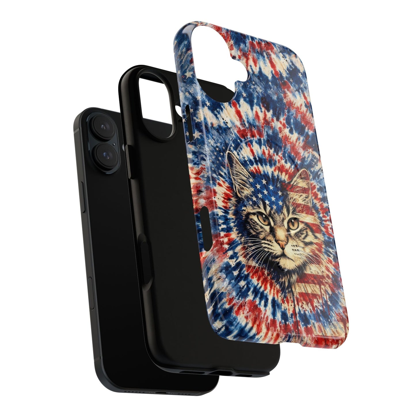 CAT RED WHITE & BLUE VINTAGE MAGNETIC PHONE CASE  - TLHG2004262