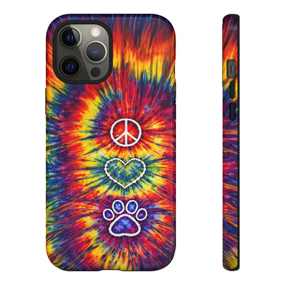 PEACE LOVE PAW PRINT COLORFUL PHONE CASE - TLNT1604262