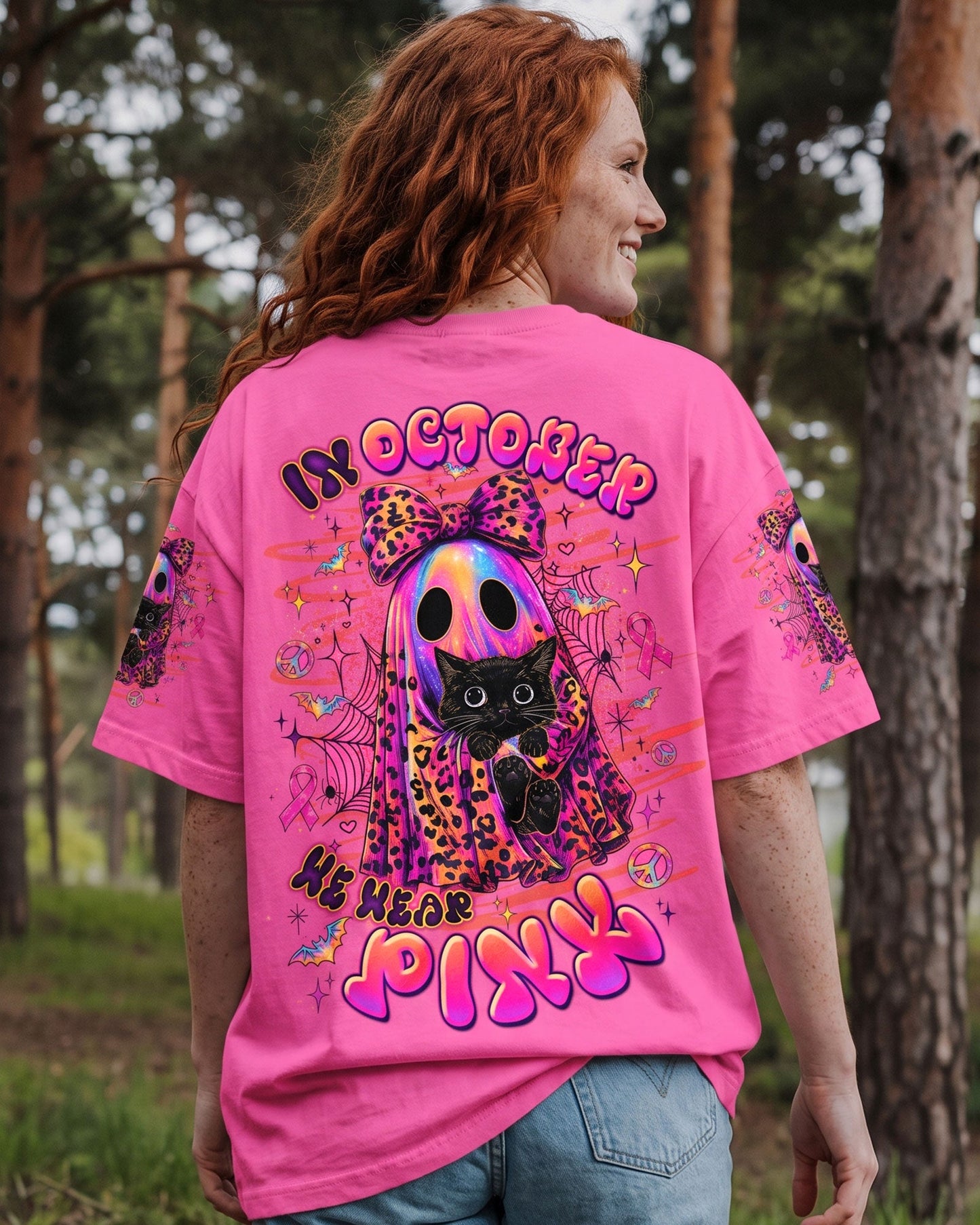IN OCTOBER WE WEAR PINK BOO BLACK CAT BREAST CANCER AWARENESS ALL OVER PRINT  - TLTW1507265