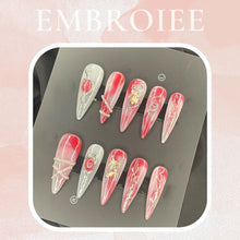 Load image into Gallery viewer, Red Tone Hand-painted Press On Nails

