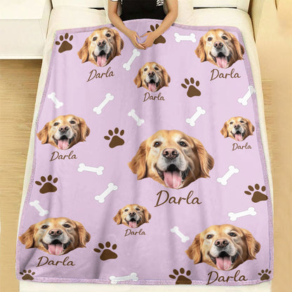 Personalized Pet Dog Cat Photo And Name Custom Soft Blanket