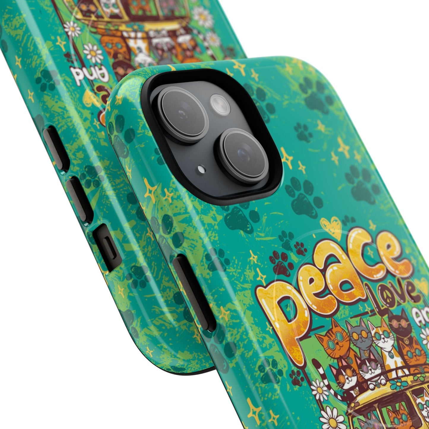 PEACE LOVE AND MEOW CATS MAGNETIC PHONE CASE - TY0707263