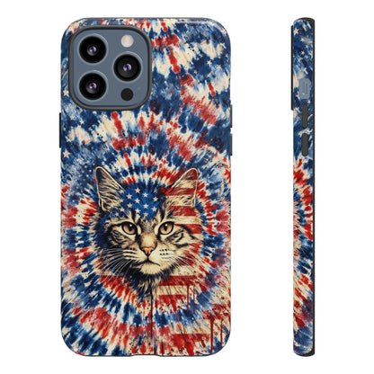 CAT RED WHITE & BLUE VINTAGE PHONE CASE  - TLHG2004262