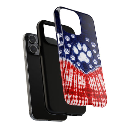 PAW PRINT RED WHITE & BLUE MAGNETIC PHONE CASE - TLTW1604262