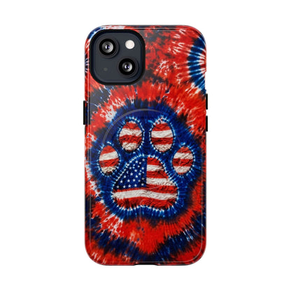 PAW PRINT RED WHITE & BLUE MAGNETIC PHONE CASE  - TLHN0405264