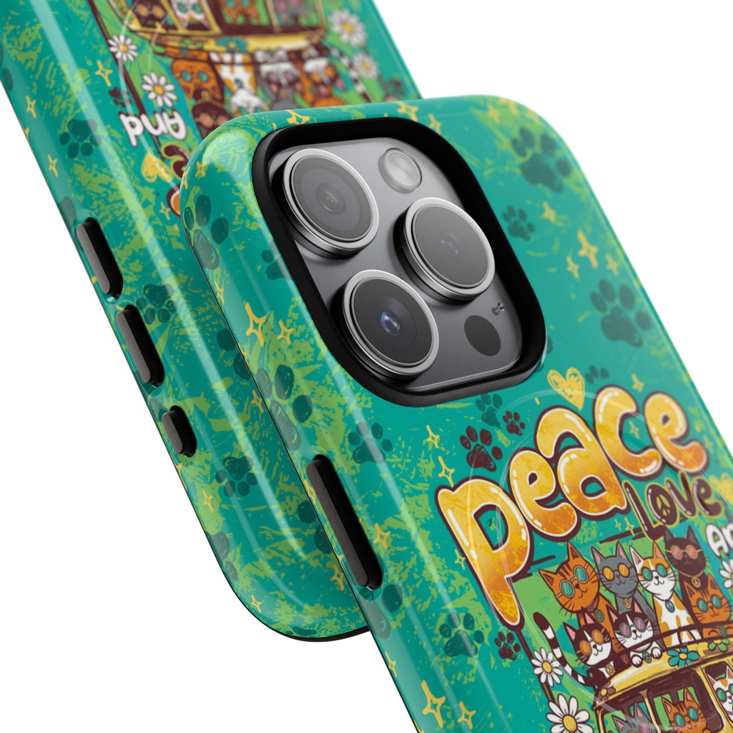 PEACE LOVE AND MEOW CATS MAGNETIC PHONE CASE - TY0707263