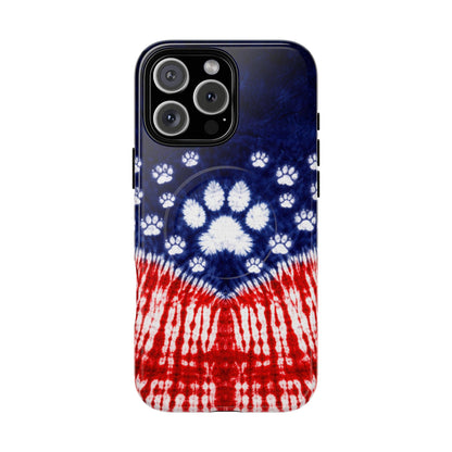 PAW PRINT RED WHITE & BLUE MAGNETIC PHONE CASE - TLTW1604262