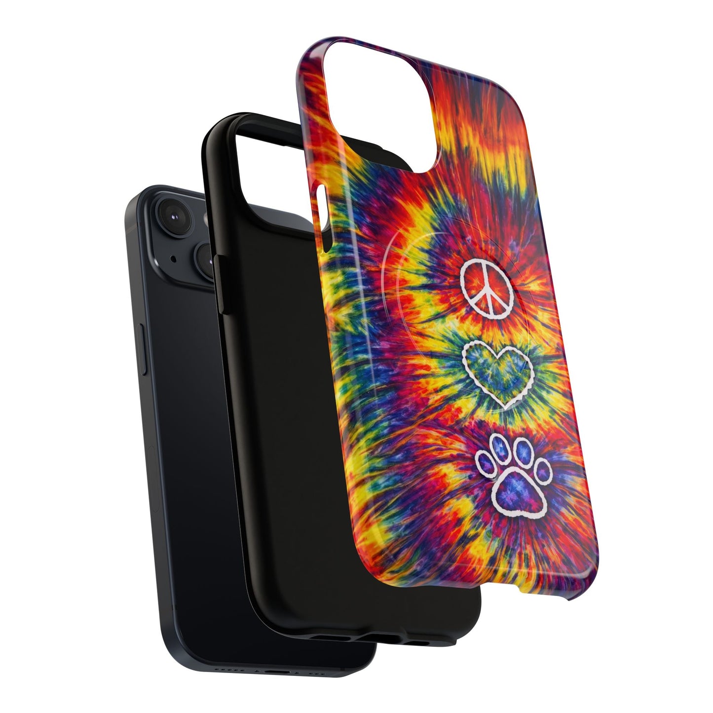 PEACE LOVE PAW PRINT COLORFUL MAGNETIC PHONE CASE - TLNT1604262