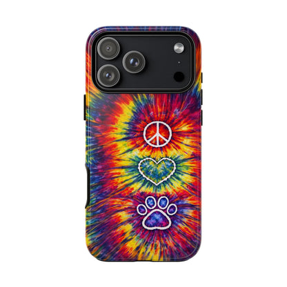 PEACE LOVE PAW PRINT COLORFUL PHONE CASE - TLNT1604262