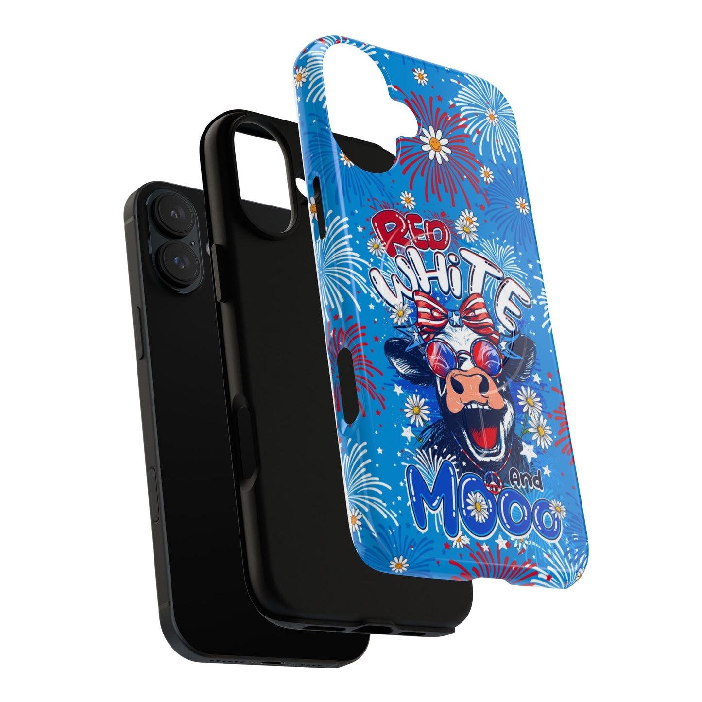 RED WHITE AND MOOO COW MAGNETIC PHONE CASE  - TY1306262