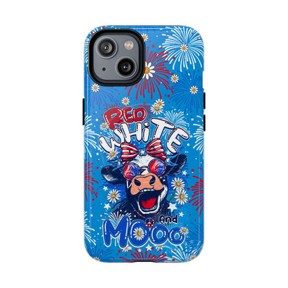 RED WHITE AND MOOO COW MAGNETIC PHONE CASE  - TY1306262