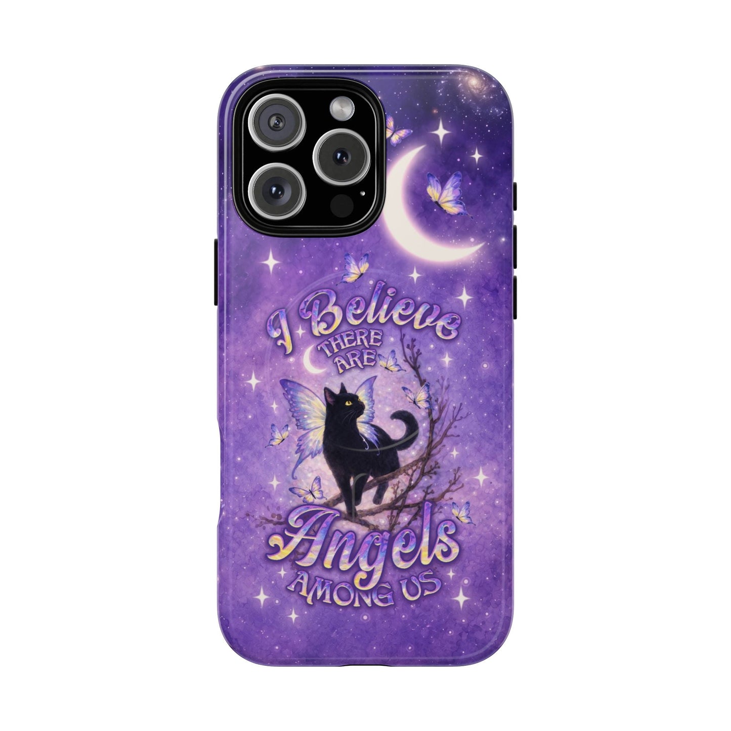 I BELIEVE THERE ARE ANGELS AMONG US BLACK CAT MAGNETIC PHONE CASE  - TLNO2605262
