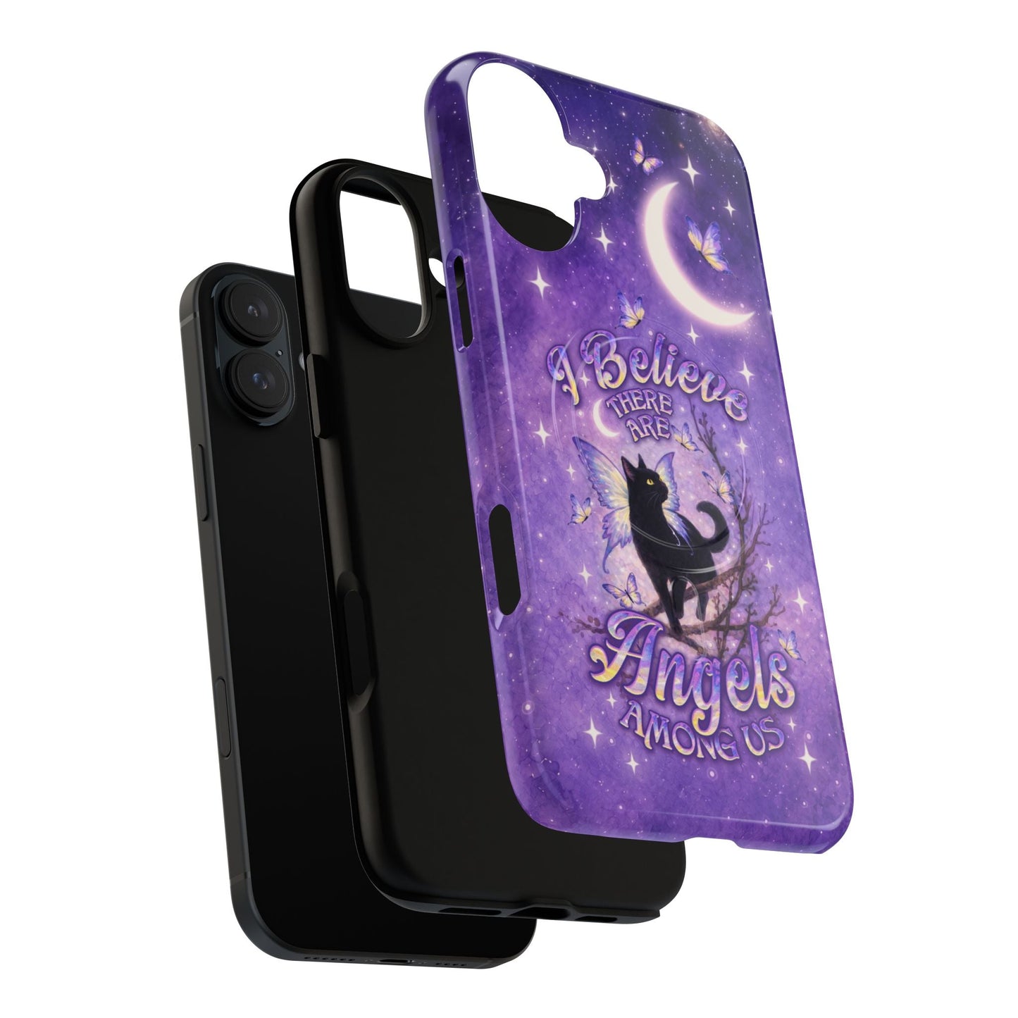 I BELIEVE THERE ARE ANGELS AMONG US BLACK CAT MAGNETIC PHONE CASE  - TLNO2605262