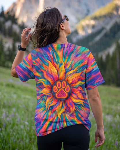 SUNFLOWER WITH PAW PRINT BURST ALL OVER PRINT - TLTW0707263