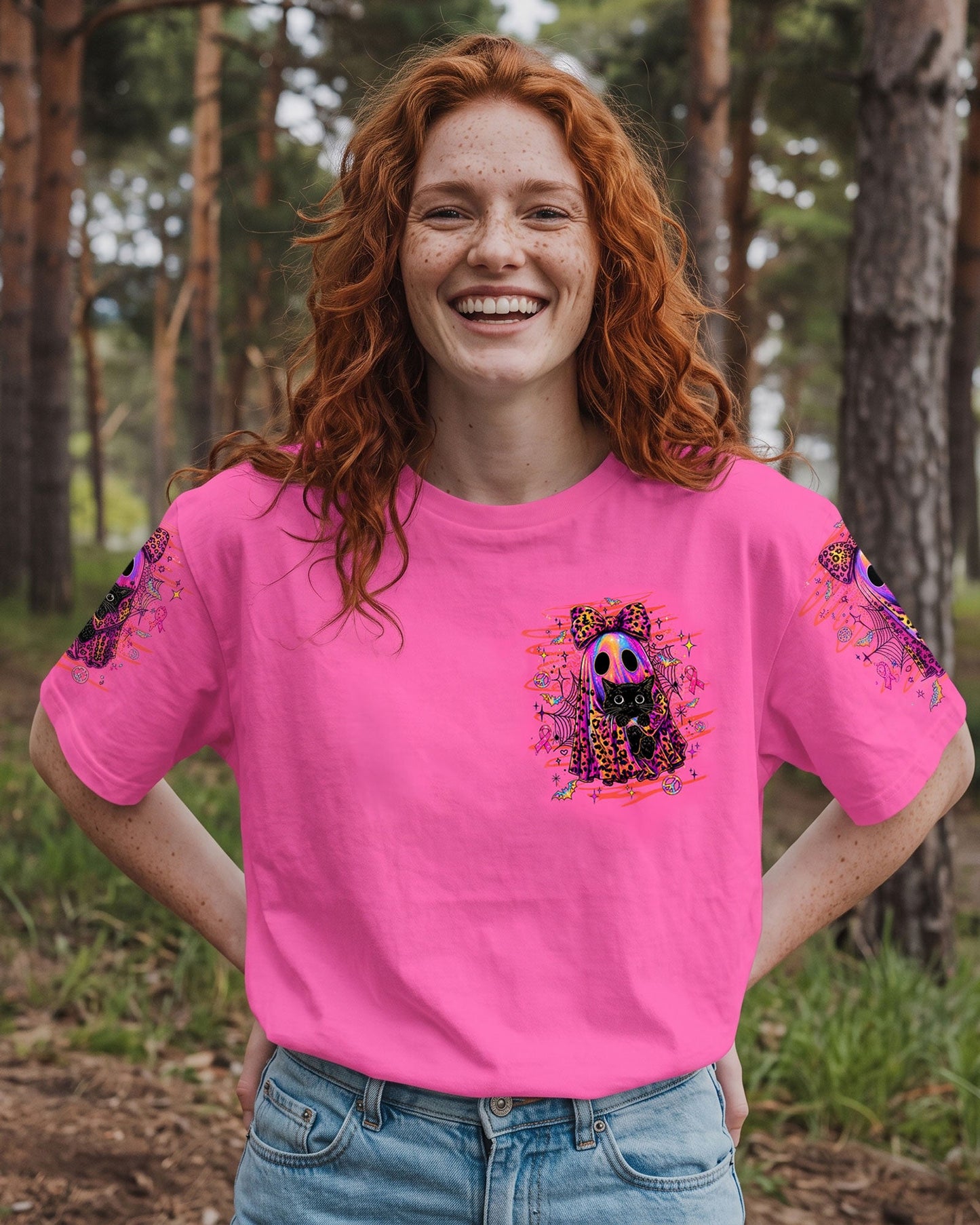 IN OCTOBER WE WEAR PINK BOO BLACK CAT BREAST CANCER AWARENESS ALL OVER PRINT  - TLTW1507265