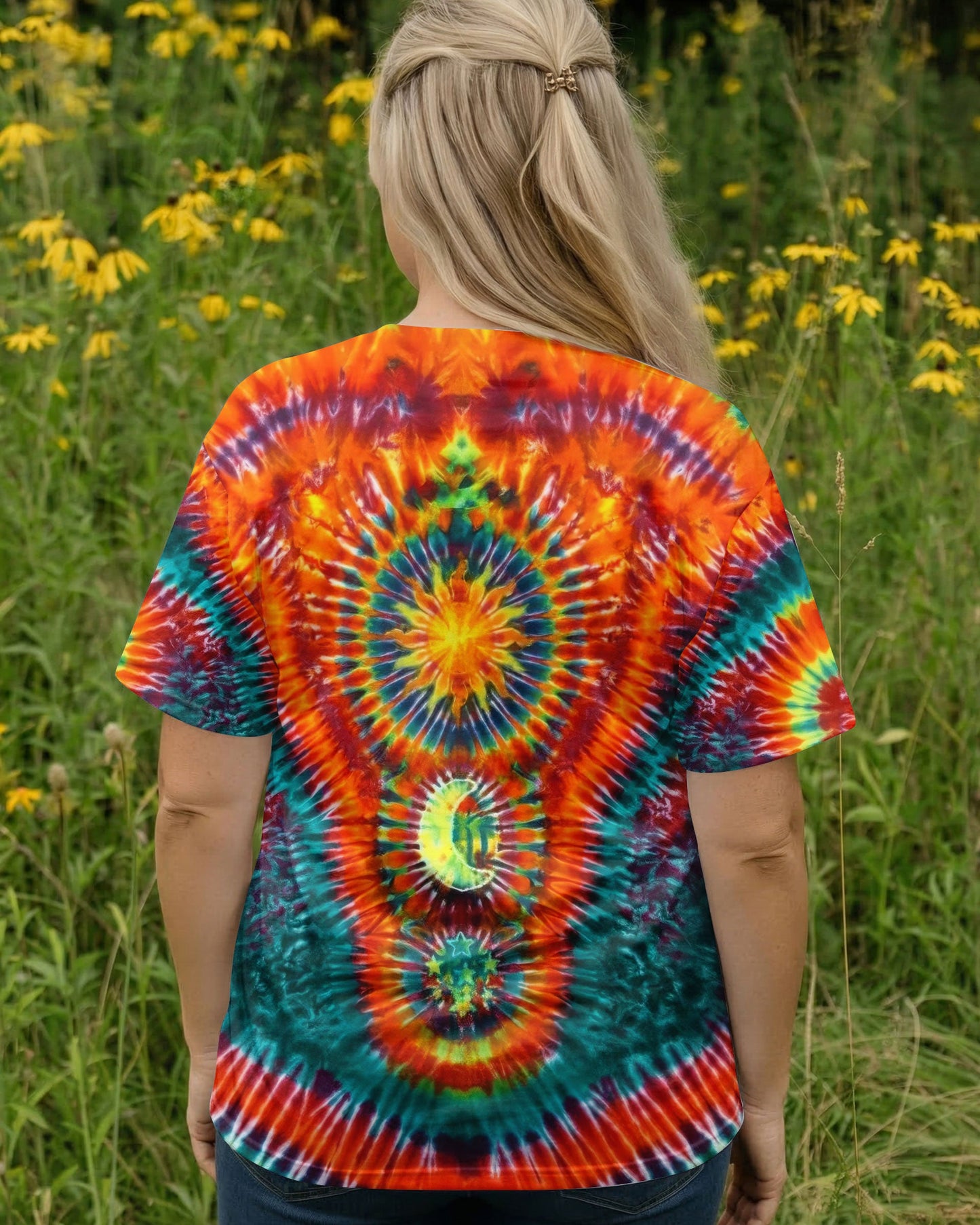 HIPPIE SUN MOON STARS SWIRL ALL OVER PRINT  - TLTW0304263