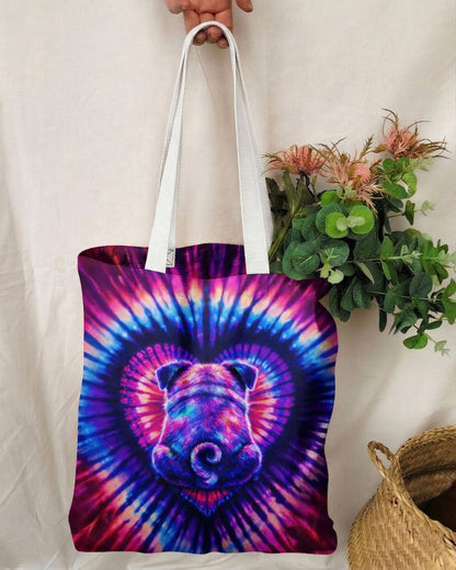 PUG DOG HEART SWIRL TOTE BAG  - TLTW1104265