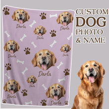 Load image into Gallery viewer, Personalized Pet Dog Cat Photo And Name Custom Soft Blanket
