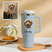 Load image into Gallery viewer, Pet Dog Cat Personalized Text 40oz Insulated Mug with Handle and Straw Stainless Steel Custom Travel Cup Gift for Family Friends Couples
