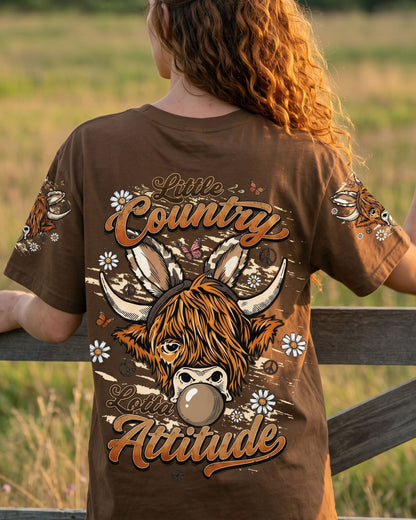 LITTLE COUNTRY LOTTA ATTITUDE COW ALL OVER PRINT  - TLTW1106262