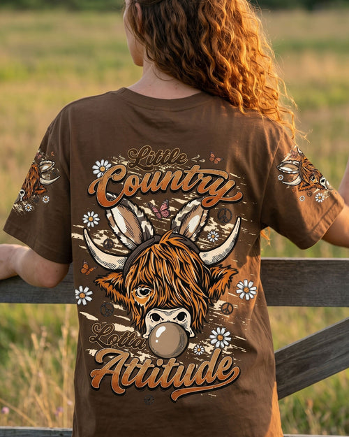 LITTLE COUNTRY LOTTA ATTITUDE COW ALL OVER PRINT  - TLTW1106262