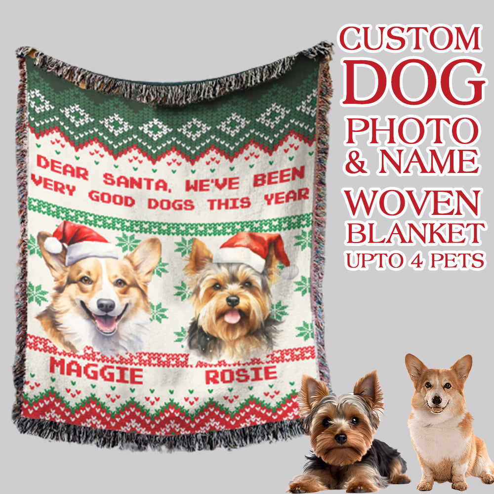 Personalized Pet Dog Cat Dear Santa Imitation Knitted Woven Blanket