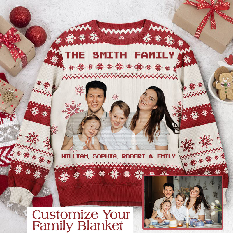 Personalized Family Photo Imitation Knitted Sweatshirt