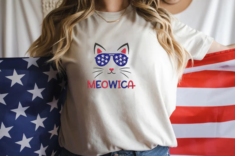 Embroidered Meowica Independence Day