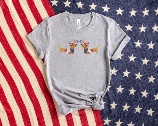 Embroidered Dachshund Independence Day