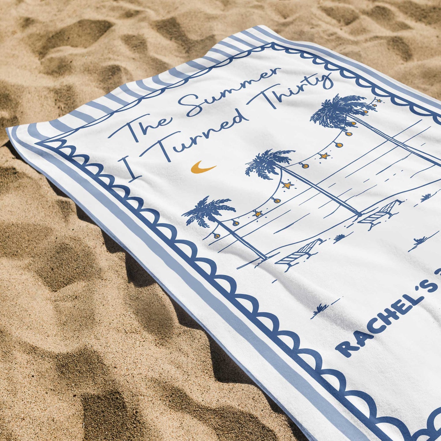 Personalized Beach Towel Custom Name Gift for Birthday Beach Towels GradoCreations