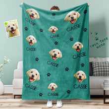 Load image into Gallery viewer, Custom Pet Dog Cat Face Blanket Dog Cat Paws Personalized Pet Photo and Text Blanket
