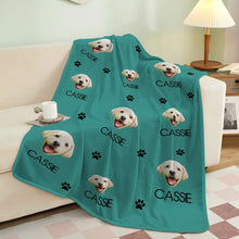 Load image into Gallery viewer, Custom Pet Dog Cat Face Blanket Dog Cat Paws Personalized Pet Photo and Text Blanket
