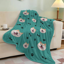 Load image into Gallery viewer, Custom Dog Face Blanket Dog Paws and Bones Spines Personalized Pet Photo Blanket
